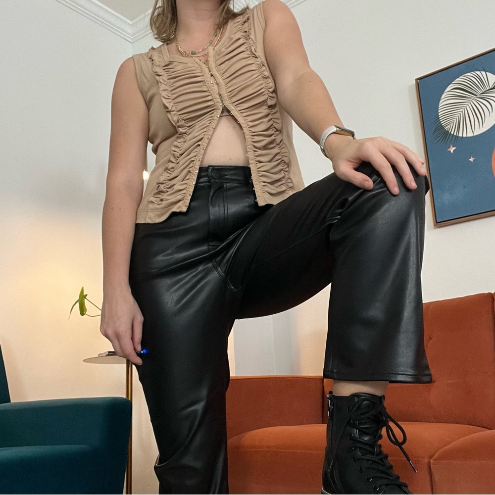 Black Leather Bootcut Pants
